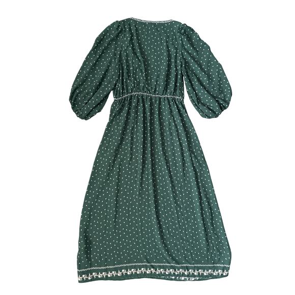 Max Studio VNeck Boho‎ Peasant Puff Sleeve Printed Maxi Dress Pockets Size Large - Picture 5 of 8